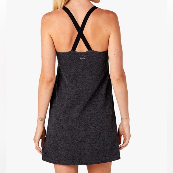 Beyond Yoga Spacedye Black Mini Skort Dress. Elastic Shoulder Straps, Shelf Bra. - Picture 11 of 15
